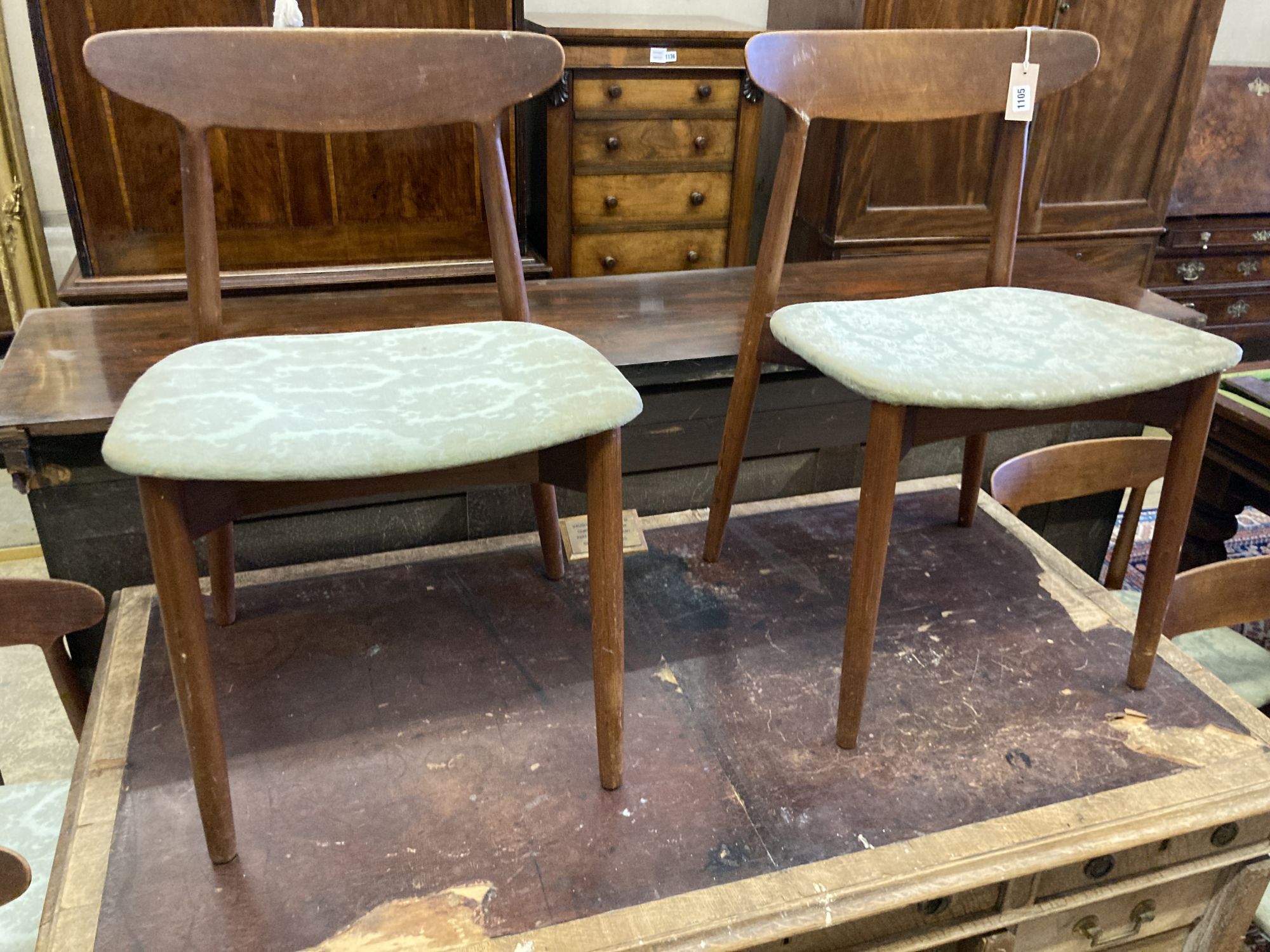 Harry Ostergaard for Randers Mobelfabrik. A set of six teak dining chairs, width 49cm, depth 44cm, height 77cm